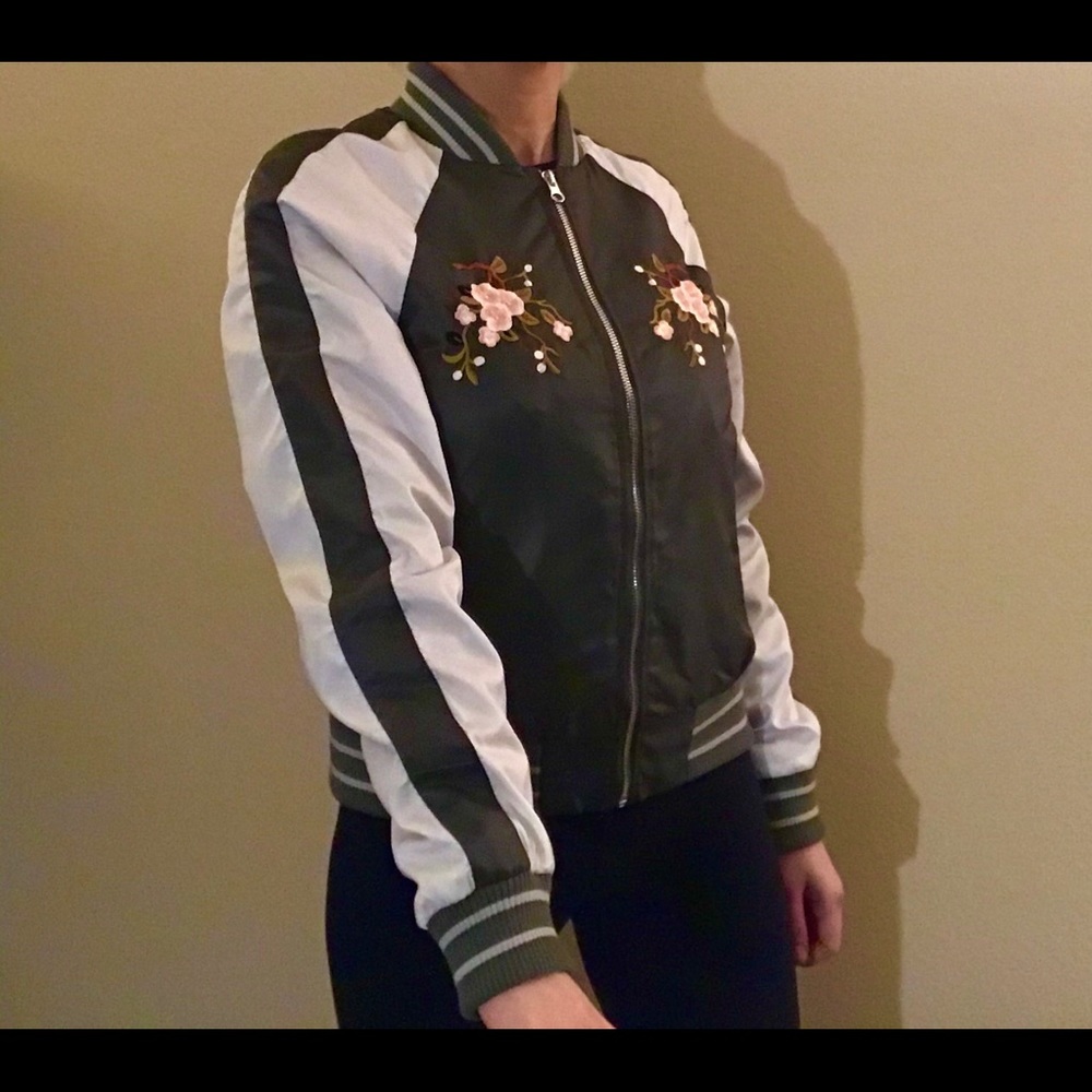Glamorous Embroidered Satin Bomber Jacket - Picture 3 of 5